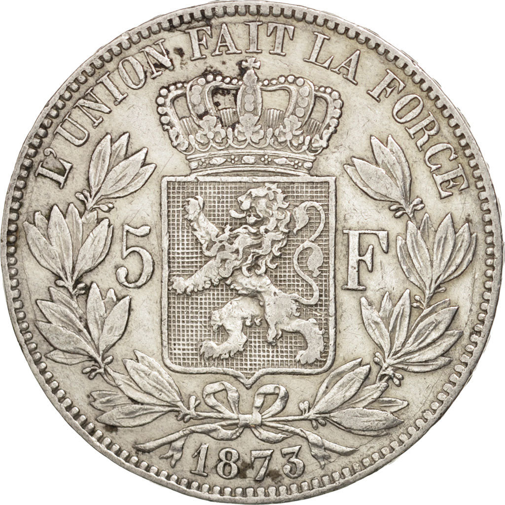 Belgium, Leopold II, 5 Francs, 5 Frank, 1873, EF(40-45), Silver, KM:24