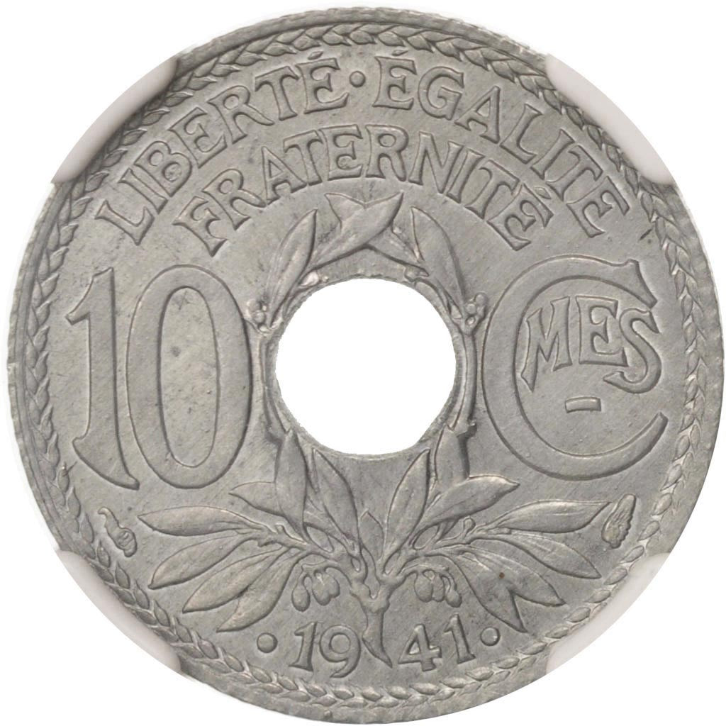 France, Lindauer, 10 Centimes, 1941, NGC, MS66, Zinc, KM:897