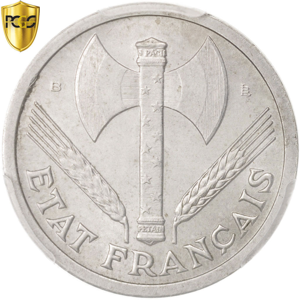 France, Bazor, 2 Francs, 1943, Beaumont Le Roger, PCGS, MS64+, KM:904.2