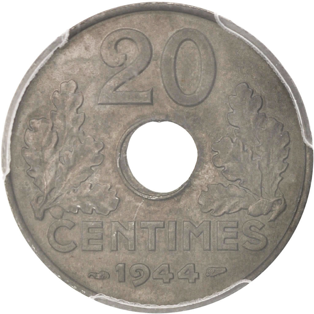 France, État français, 20 Centimes, 1944, PCGS, MS64, Iron, KM:900.2a