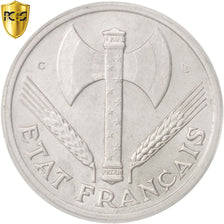 France, Bazor, 2 Francs, 1944, Castelsarrasin, PCGS, MS65, Aluminum, KM:904.3
