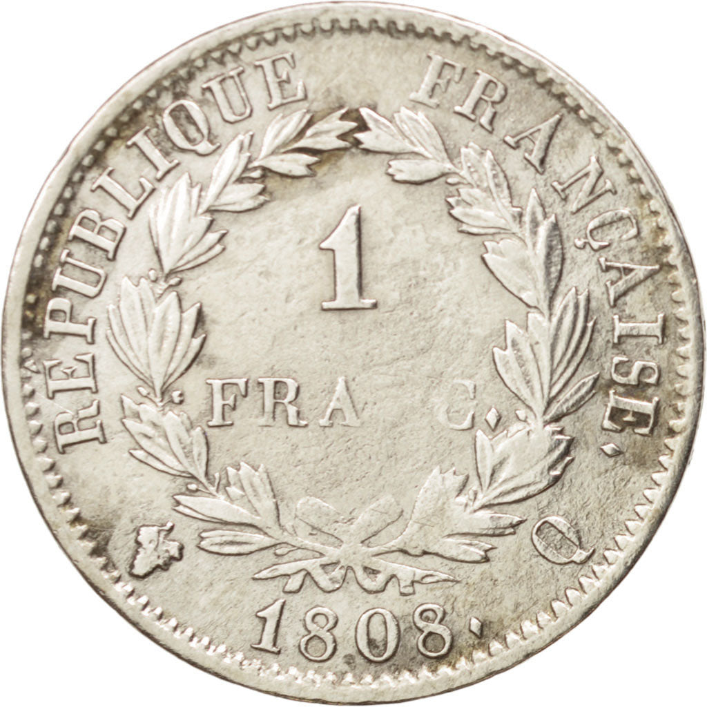 France, Napoléon I, Franc, 1808, Perpignan, VF(30-35), Silver, KM:682.11