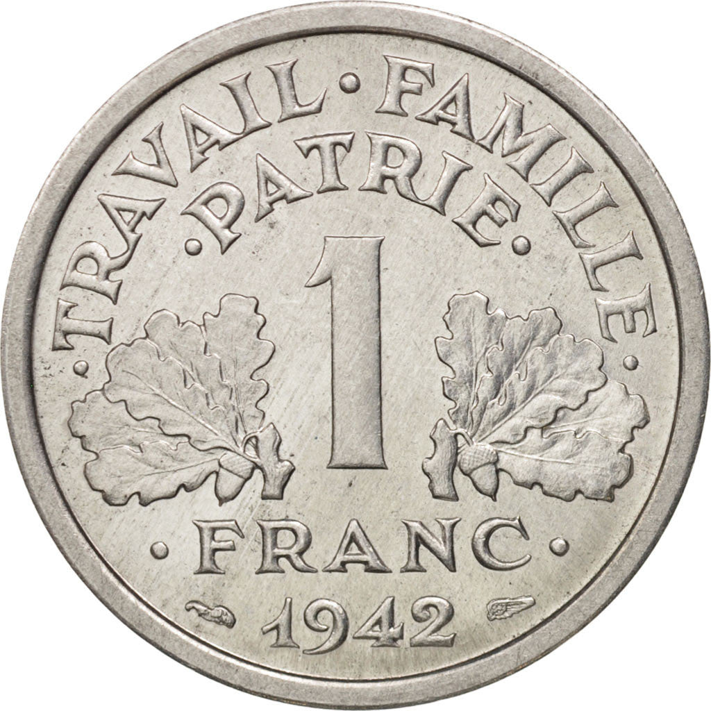 France, Franc, 1942, PCGS, SP66, Aluminum, Essai, KM:E83, Gadoury:471