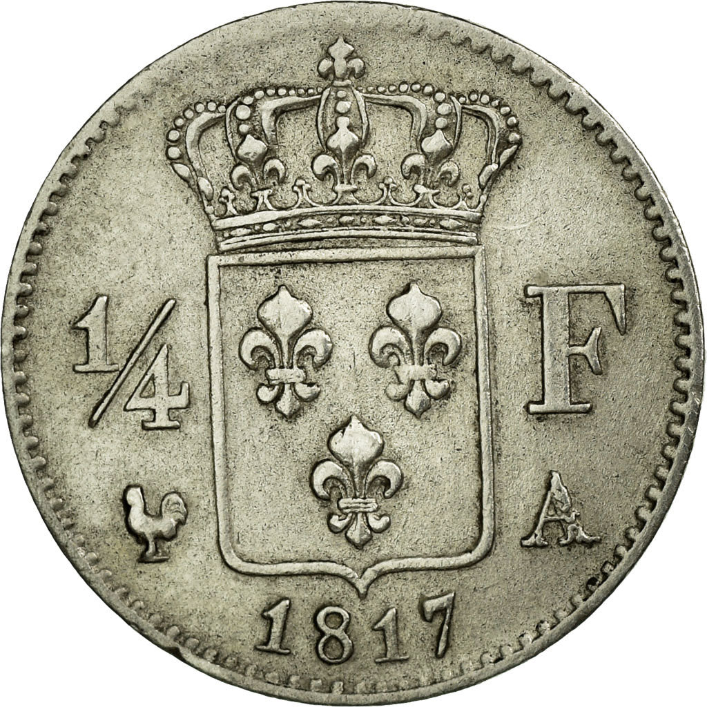 Coin, France, Louis XVIII, Louis XVIII, 1/4 Franc, 1817, Paris, AU(50-53)