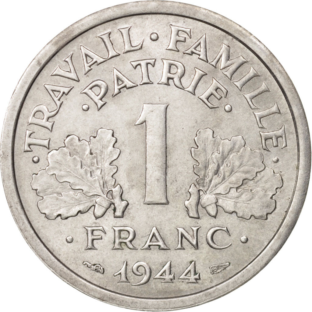 France, Bazor, Franc, 1944, Beaumont Le Roger, MS(63), Aluminum, KM:902.2