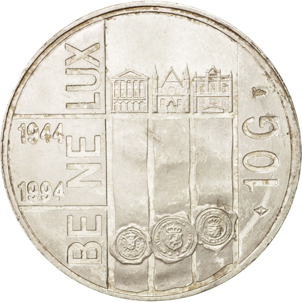 Netherlands, Beatrix, 10 Gulden, 1994, AU(55-58), Silver, KM:216