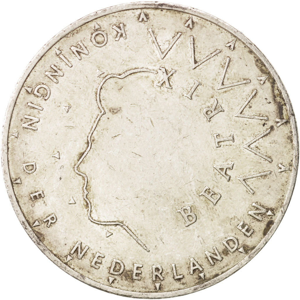 Netherlands, Beatrix, 50 Gulden, 1987, AU(55-58), Silver, KM:209