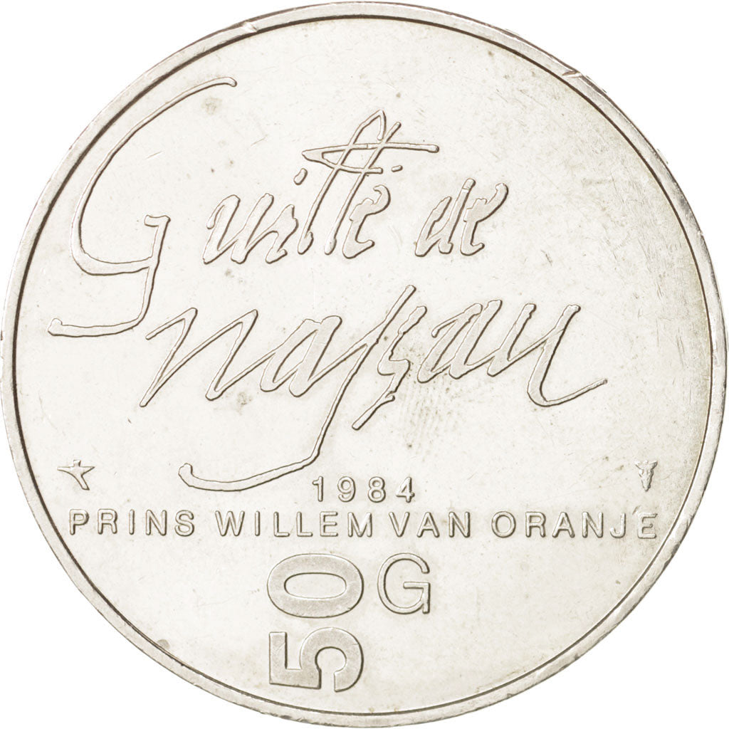 Netherlands, Beatrix, 50 Gulden, 1984, MS(60-62), Silver, KM:208