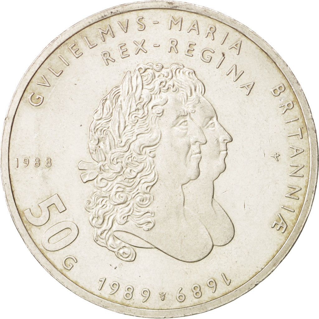 Pays-Bas, Beatrix, 50 Gulden, 1988, SUP+, Argent, KM:212