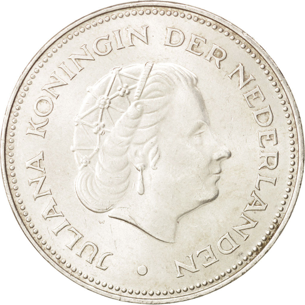 Coin, Netherlands, Juliana, 10 Gulden, 1970, AU(55-58), Silver, KM:195