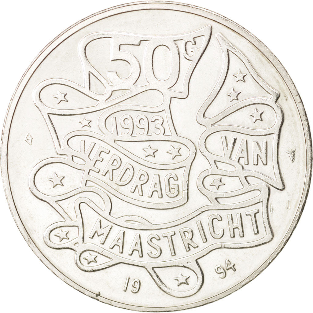 Netherlands, Beatrix, 50 Gulden, 1994, MS(63), Silver, KM:217