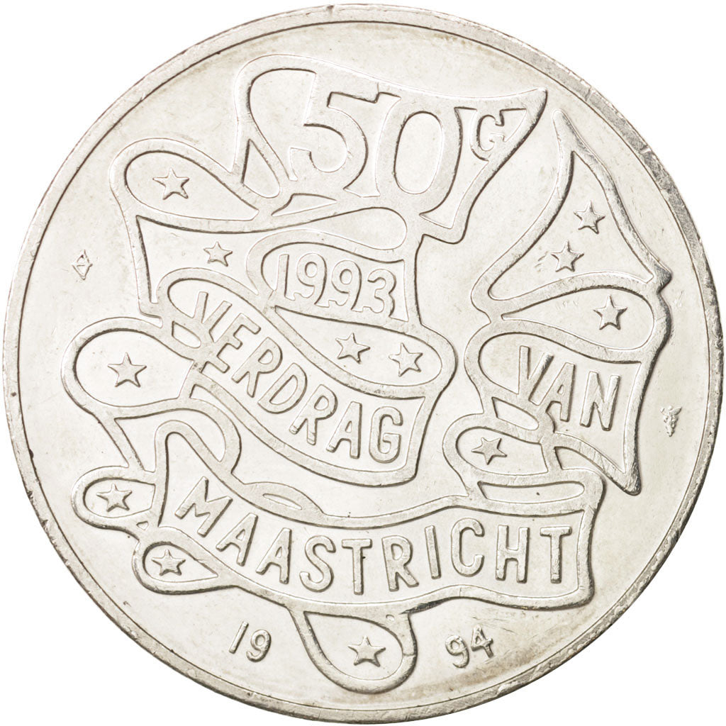 Coin, Netherlands, Beatrix, 50 Gulden, 1994, MS(60-62), Silver, KM:217
