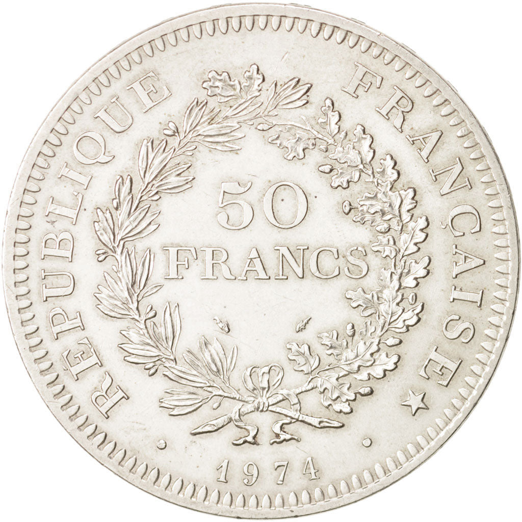 France, Hercule, 50 Francs, Hybrid, 1974, AU(55-58), Silver, KM:941.2