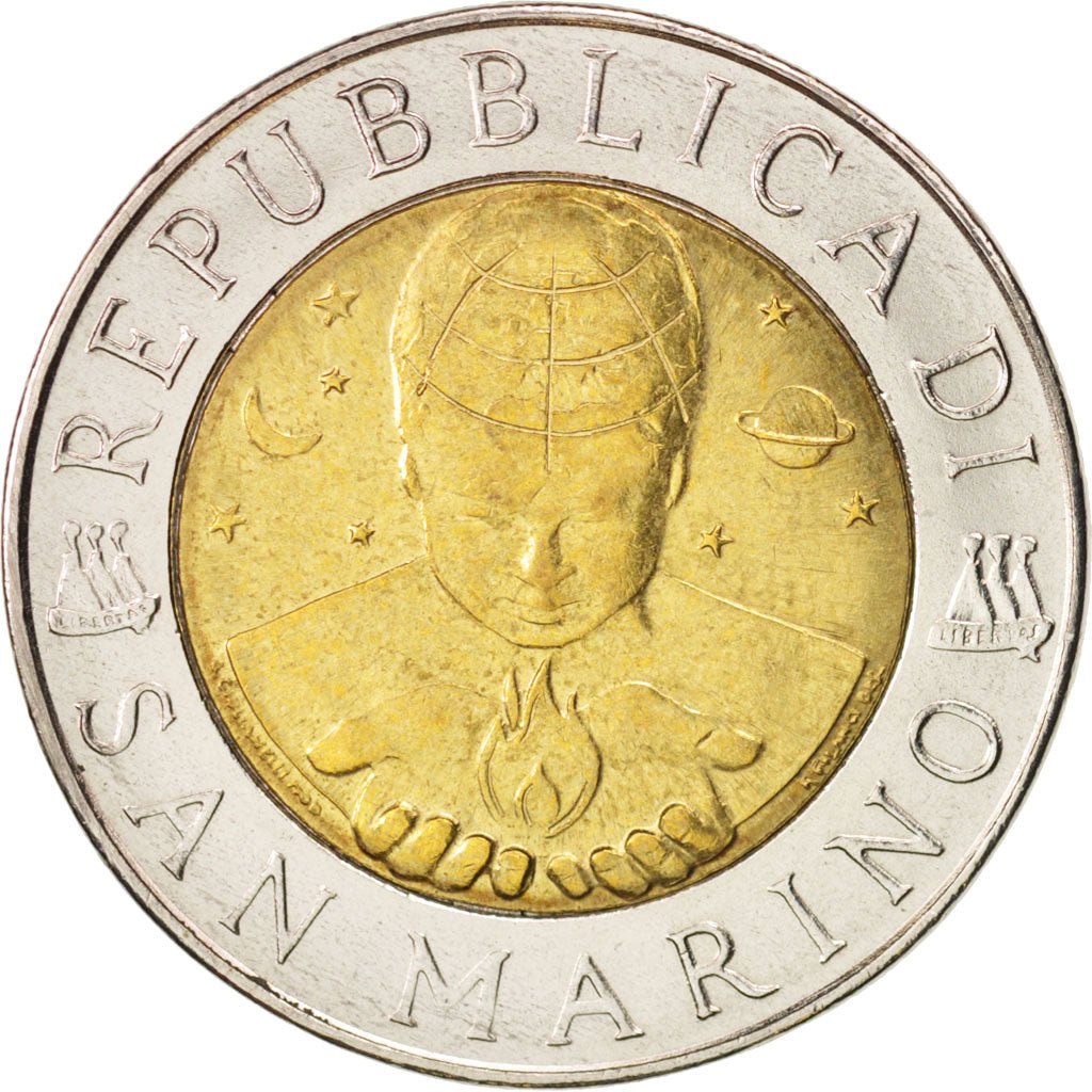 San Marino, 500 Lire, 1999, Rome, MS(60-62), Bi-Metallic, KM:394
