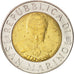 San Marino, 500 Lire, 1999, Rome, MS(60-62), Bi-Metallic, KM:394