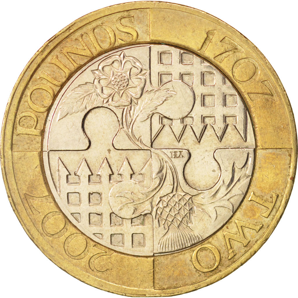 Great Britain, Elizabeth II, 2 Pounds, 2007, AU(55-58), Bi-Metallic, KM:1076