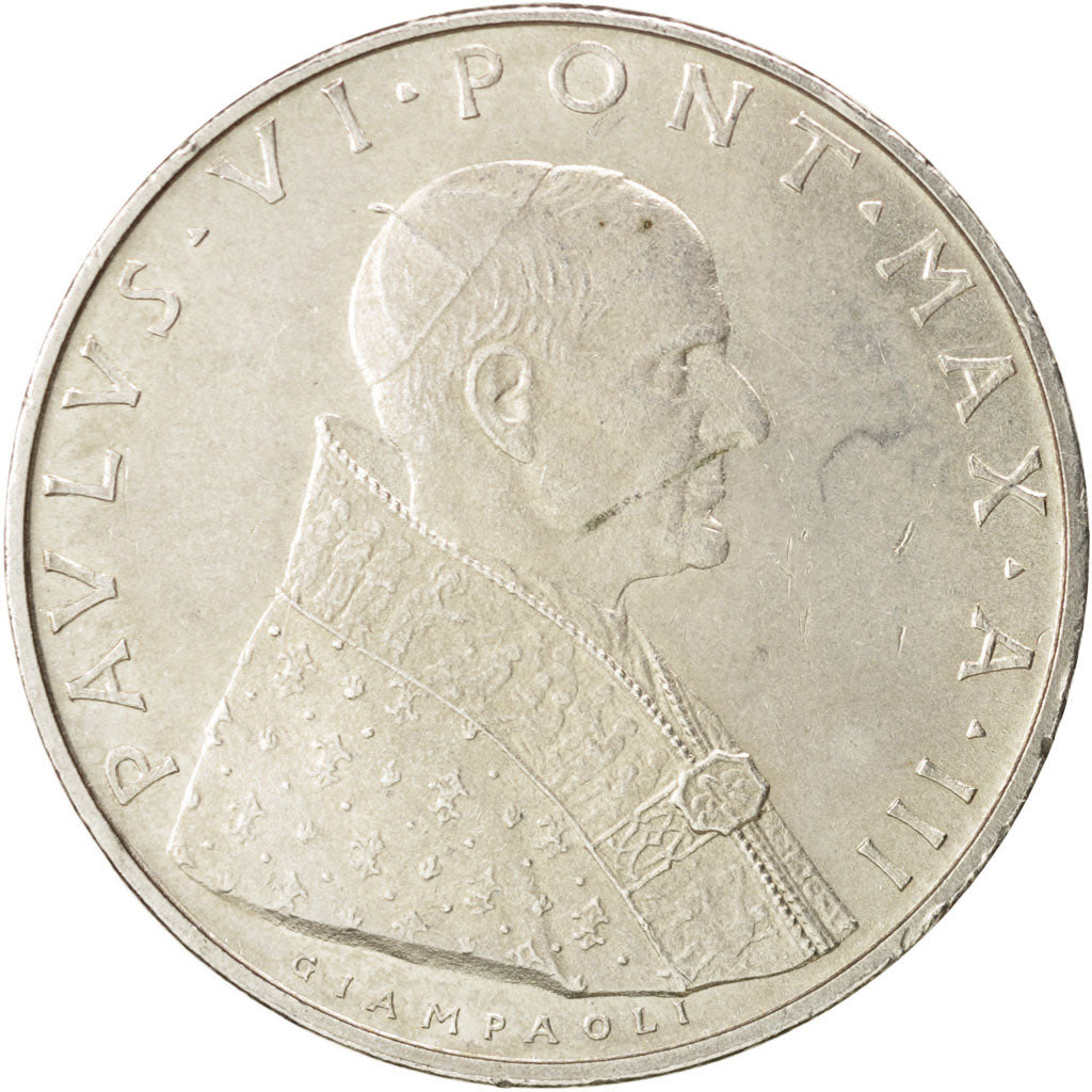 VATICAN CITY, Paul VI, 500 Lire, 1965, AU(55-58), Silver, KM:83.2