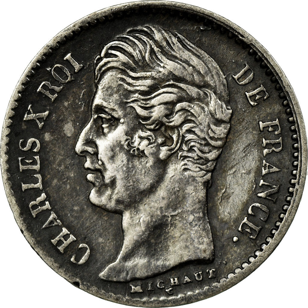 Coin, France, Charles X, 1/4 Franc, 1828, Paris, AU(50-53), Silver, Gadoury:353