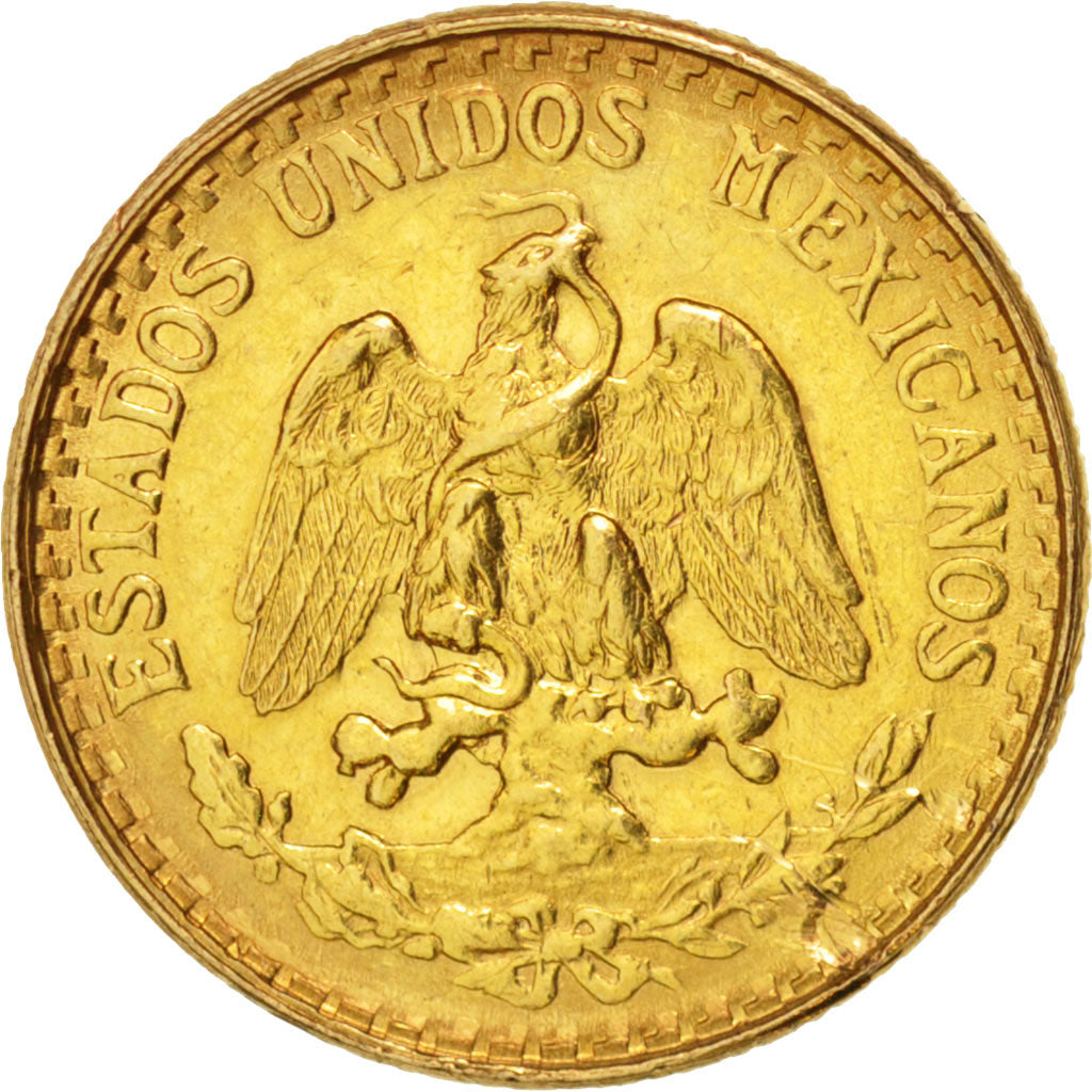 Mexico, 2 Pesos, 1945, Mexico City, AU(55-58), Gold, KM:461