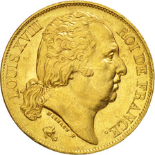 France, Louis XVIII, 20 Francs, 1818, Lille, AU(55-58), Gold, KM:712.9