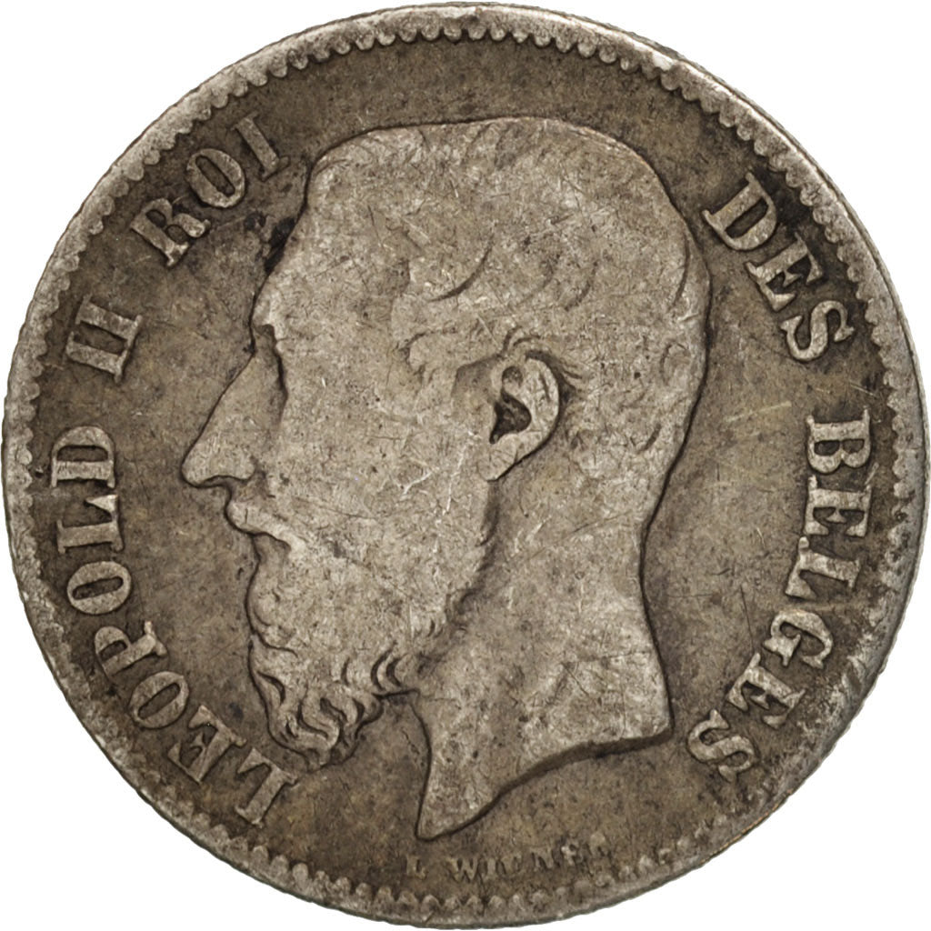Coin, Belgium, Leopold II, 50 Centimes, 1866, F(12-15), Silver, KM:26
