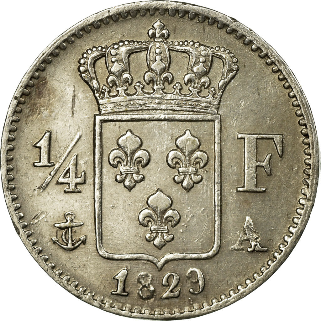 Coin, France, Charles X, 1/4 Franc, 1829, Paris, AU(50-53), Silver, Gadoury:353