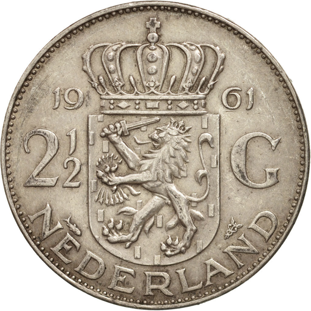 Monnaie, Pays-Bas, Juliana, 2-1/2 Gulden, 1961, TTB+, Argent, KM:185