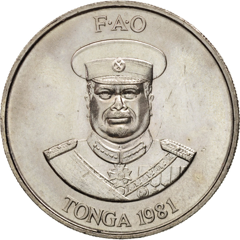 Tonga, King Taufa'ahau Tupou IV, 20 Seniti, 1981, MS(65-70), KM:70
