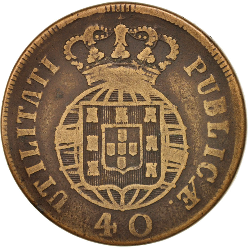 Portugal, Jo, 40 Reis, Pataco, 1819, VF(20-25), Bronze, KM:365