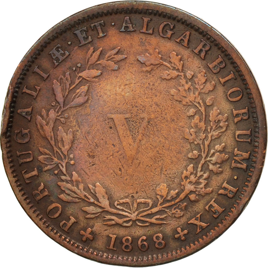 Portugal, Luiz I, 5 Reis, 1868, EF(40-45), Copper, KM:513