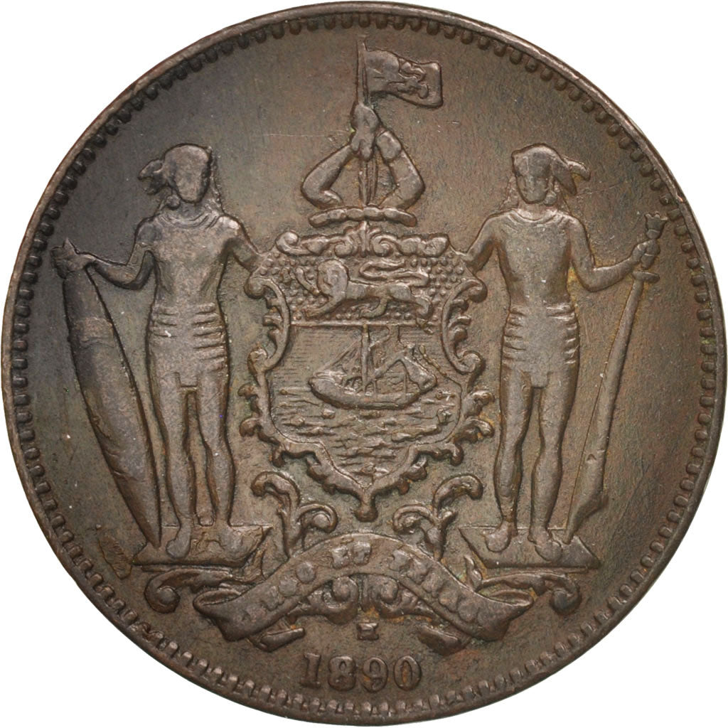 BRITISH NORTH BORNEO, Cent, 1890, Heaton, EF(40-45), Bronze, KM:2