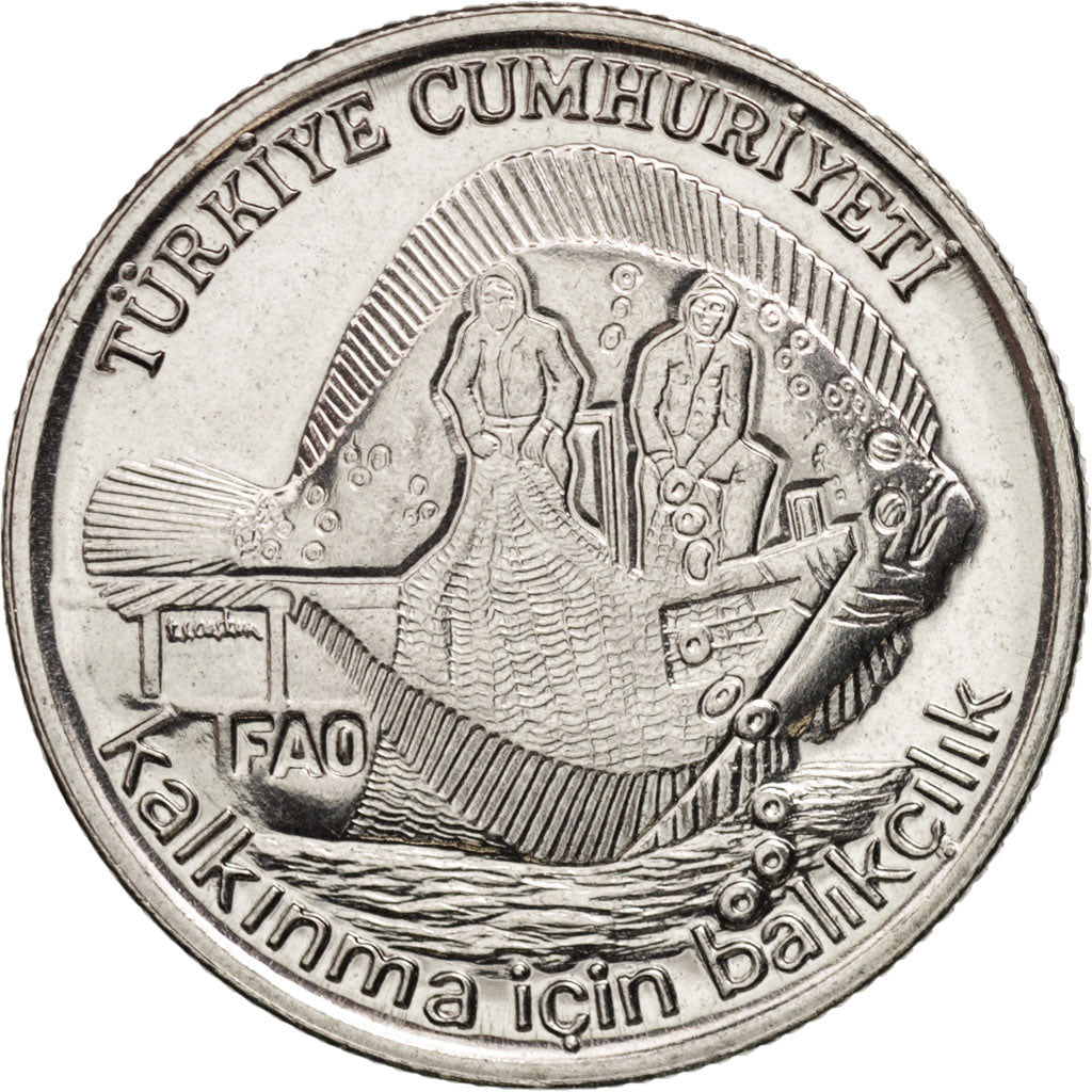 Turkey, 5 Lira, 1980, MS(65-70), Stainless Steel, KM:939