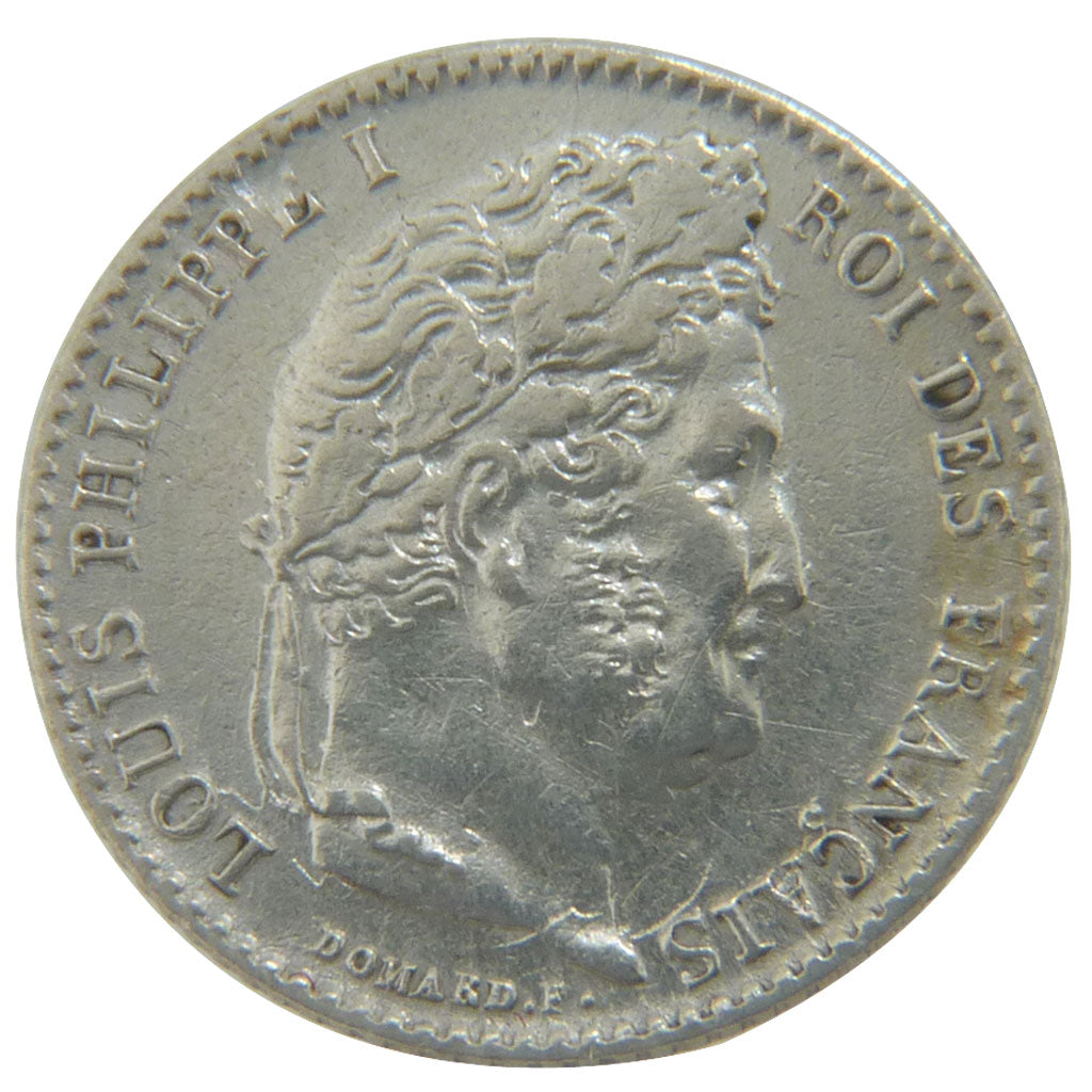 FRANCE, Louis-Philippe, 1/4 Franc, 1837, Paris, EF(40-45), Silver, Gadoury...