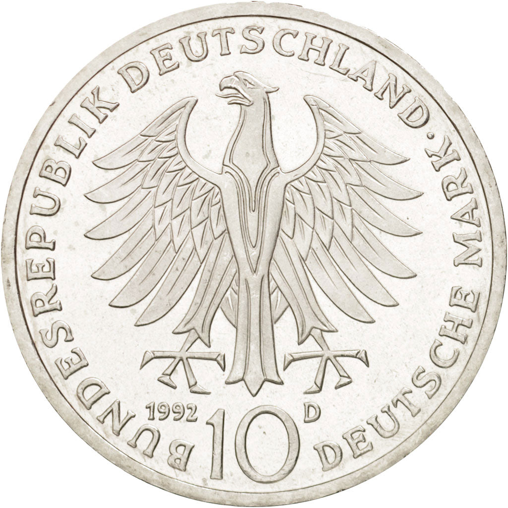 GERMANY - FEDERAL REPUBLIC, 10 Mark, 1992, Munich, Germany, MS(63), KM:179