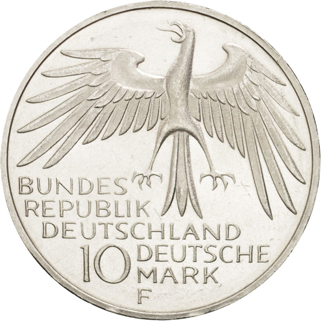 GERMANY - FEDERAL REPUBLIC, 10 Mark, 1972, Stuttgart, MS(63), Silver, KM:133