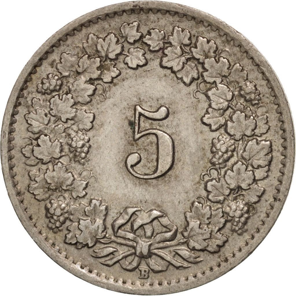 Moneta, Szwajcaria, 5 Rappen, 1955, Bern, AU(50-53), Miedź-Nikiel, KM:26