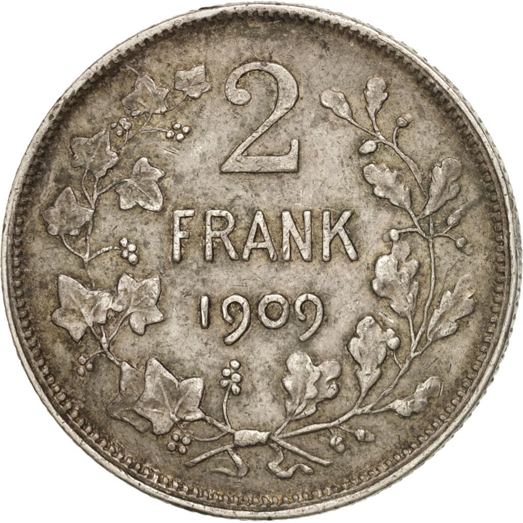 Coin, Belgium, 2 Francs, 2 Frank, 1909, VF(30-35), Silver, KM:59