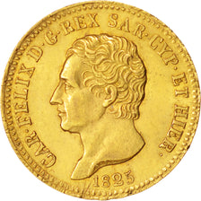 ITALIAN STATES, SARDINIA, Carlo Felice, 20 Lire, 1825, Torino, AU(55-58), Gold