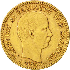 Greece, George I, 20 Drachmai, 1884, Paris, EF(40-45), Gold, KM:56