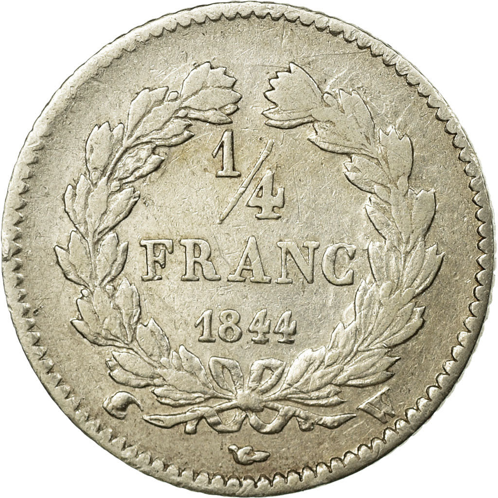 Moneta, Francia, Louis-Philippe, 1/4 Franc, 1844, Lille, MB+, Argento