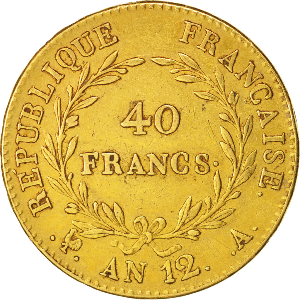 France, Napoléon I, 40 Francs, An 12, 1804, Paris, EF(40-45), Gold, KM:652