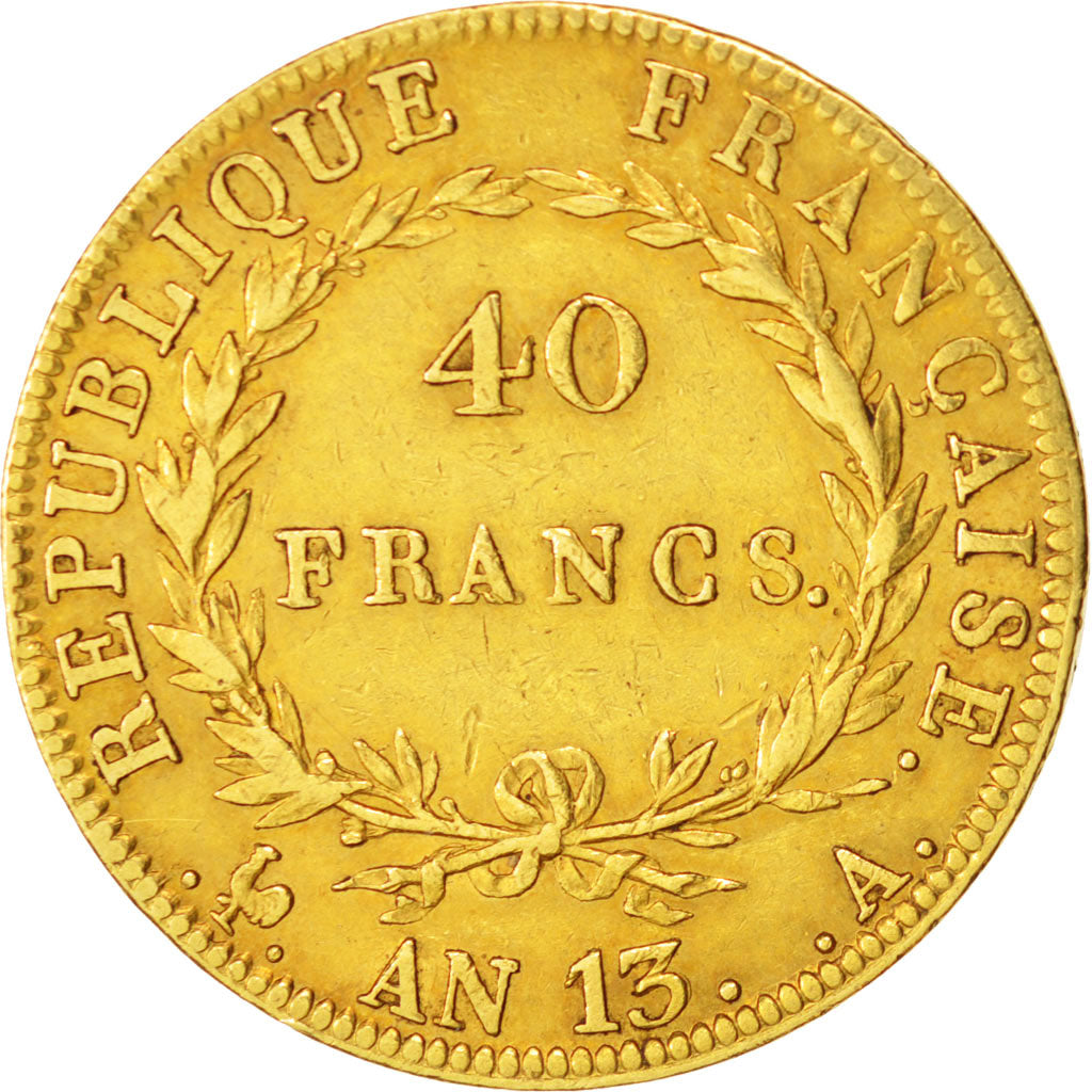 France, Napoléon I, 40 Francs, 1805, An 13, Paris, EF(40-45), Gold, KM:664.1