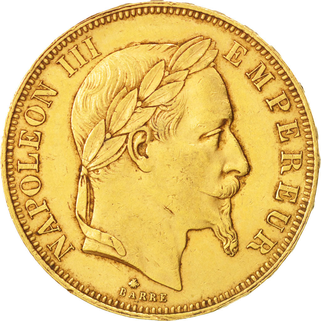 France, Napoleon III, 50 Francs, 1864, Paris, AU(50-53), Gold, KM:804.1