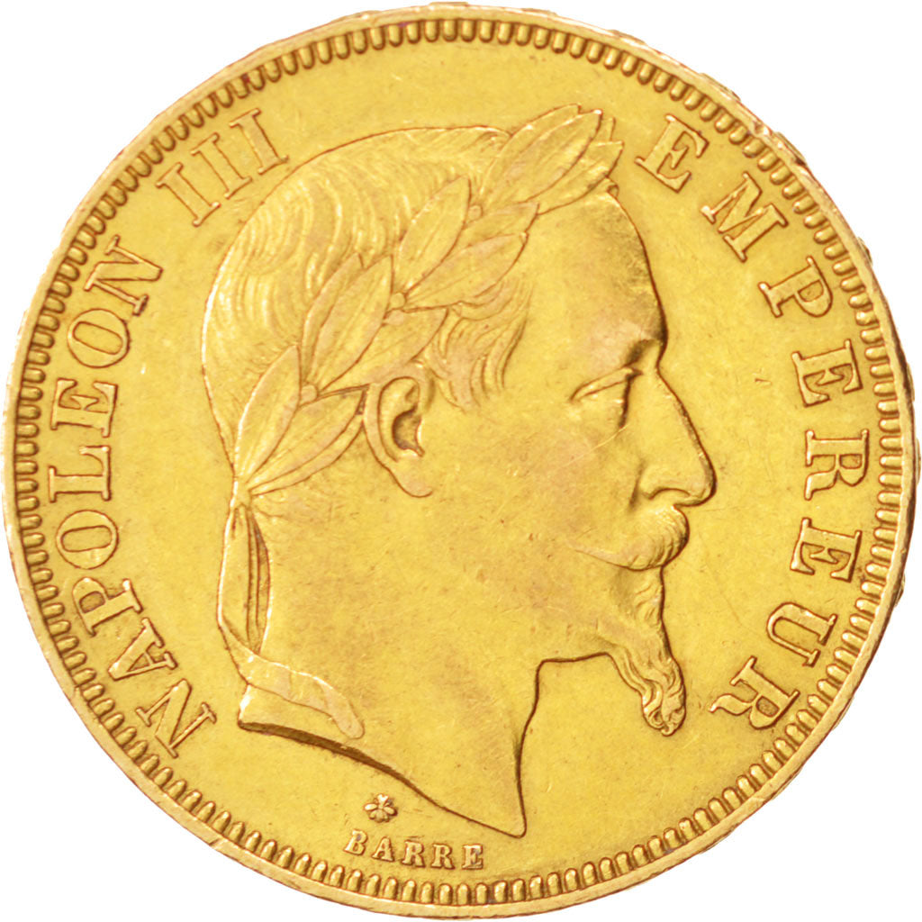 Coin, France, Napoleon III, Napoléon III, 50 Francs, 1866, Paris, AU(50-53)