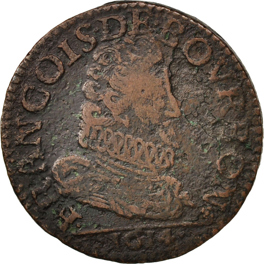 FRENCH STATES, CHATEAU-RENAUD, Liard, 1614, VF(30-35), Copper, KM:26.1, C2G:294