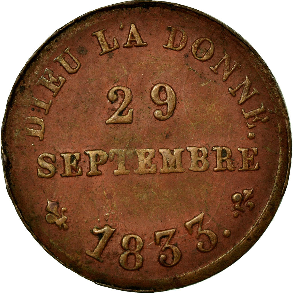 Coin, France, Henri V, 1/2 Franc, 1833, EF(40-45), Bronze, KM:23a, Gadoury:405