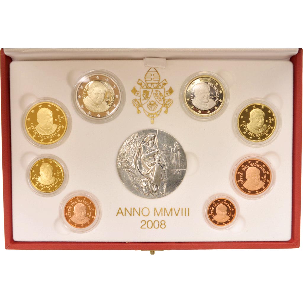 Vatican, Benedict XVI, Set 1 ct. - 2 Euro, Proof, 2008, Rome, MS(65-70)