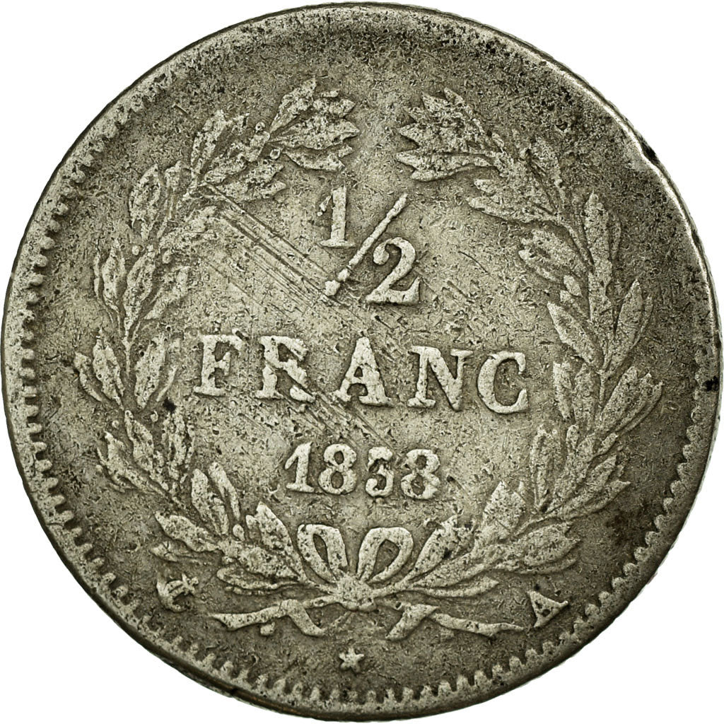 Coin, France, Louis-Philippe, 1/2 Franc, 1838, Paris, VF(20-25), Silver