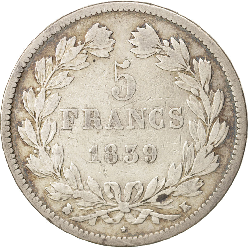 Coin, France, Louis-Philippe, 5 Francs, 1839, Bordeaux, VF(30-35), Silver