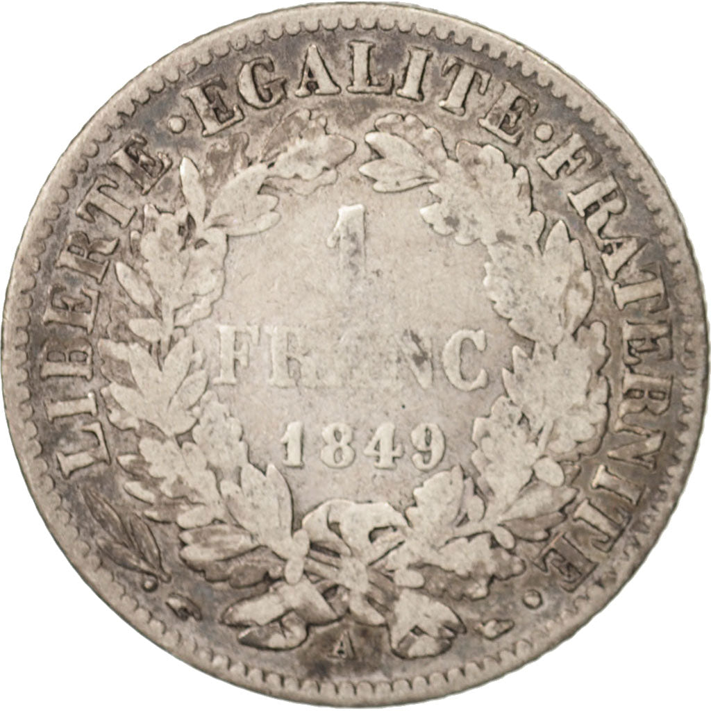 Francia, Cérès, Franc, 1849, Paris, MB, Argento, KM:759.1, Gadoury:457